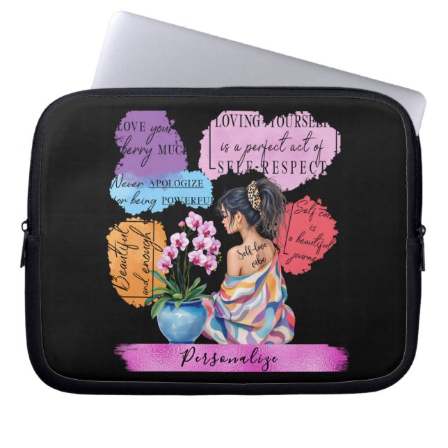 Empowerment van de vrouw Zelfzorg Positieve bevest Laptop Sleeve (Voorkant)