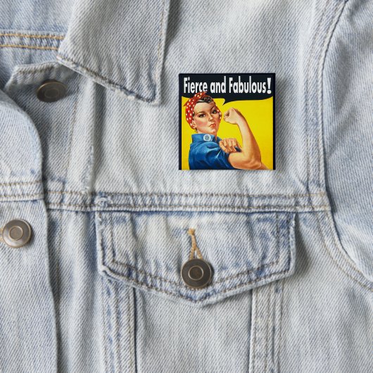 Empowerment van vrouwen Fierce en Fabulous Vierkante Button 5,1 Cm (In situ)