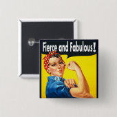 Empowerment van vrouwen Fierce en Fabulous Vierkante Button 5,1 Cm (Voorkant /achterkant)
