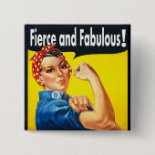 Empowerment van vrouwen Fierce en Fabulous Vierkante Button 5,1 Cm (Voorkant)