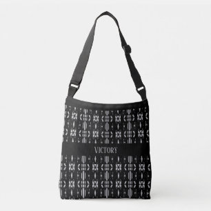 Empowerment Zwarte Zilveren Patroon Crossbody Tas