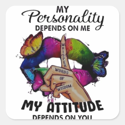 Empowring Lips Influence Your World Vierkante Sticker (Voorkant)