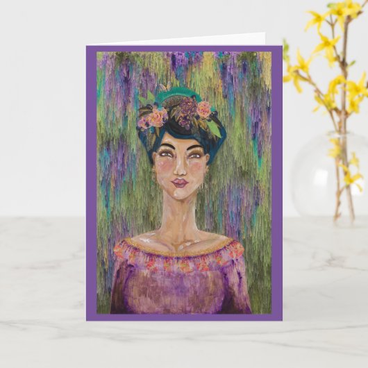 Empress Amethyst Asian Noblewoman Queen Kaart (Gele Bloem)