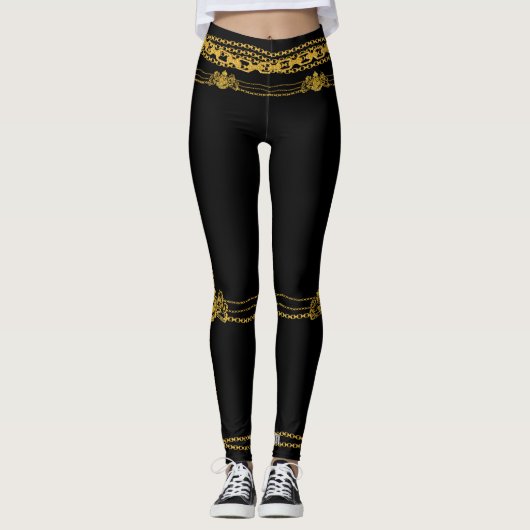 Empress Black & Gold Chains Leggings (Voorkant)