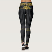 Empress Black & Grey Stripe Gold Chains Leggings (Achterkant)