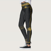 Empress Black & Grey Stripe Gold Chains Leggings (Links)
