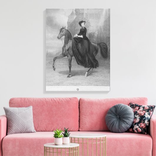 Empress Elisabeth of Austria on horse Canvas Afdruk (Insitu (Woonkamer))