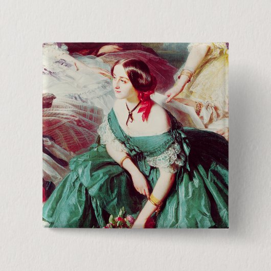 Empress Eugenie en haar Dames in Waiting Vierkante Button 5,1 Cm (Voorkant)