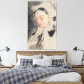 Empress Eugénie (zwarte en rode krijt) Canvas Afdruk (Insitu (Slaapkamer))