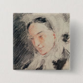 Empress Eugénie (zwarte en rode krijt) Vierkante Button 5,1 Cm (Voorkant)