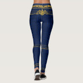 Empress Gold Chain Emblem Black Blue Houndstooth Leggings (Achterkant)