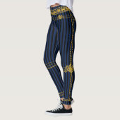 Empress Gold Chain Lion Emblem Black Blue Stripe Leggings (Links)