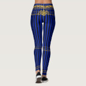 Empress Gold Chains Black & Blue Stripes Leggings (Achterkant)