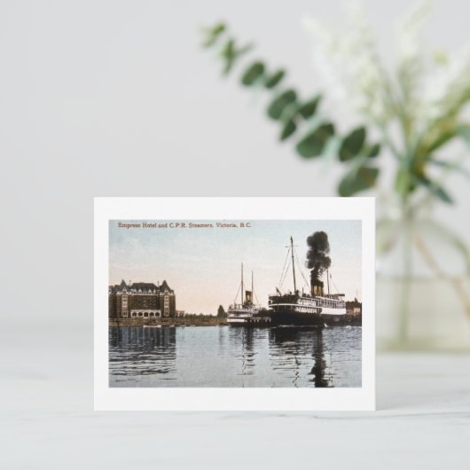 Empress Hotel en C.P.R. Steamers, Victoria, B.C. Briefkaart (Staand voorkant)