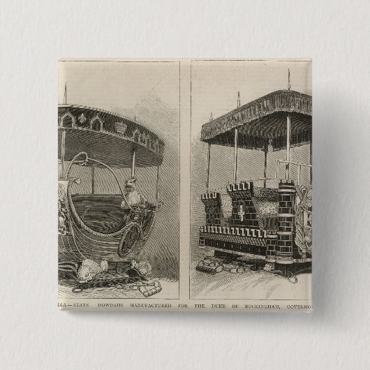 Empress of India Vierkante Button 5,1 Cm (Voorkant)