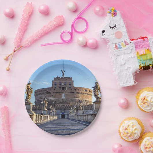 Empty Ponte Sant'Angelo bij zonsopgang - Rome, Ita Papieren Bordje (Feest)