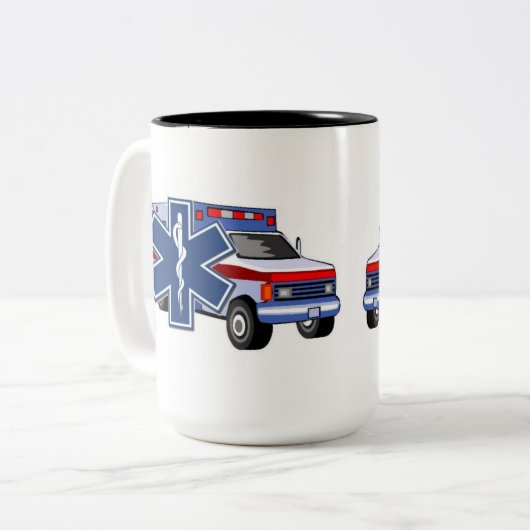 EMS Ambulance Tweekleurige Koffiemok (Voorkant links)
