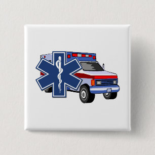 EMS Ambulance Vierkante Button 5,1 Cm
