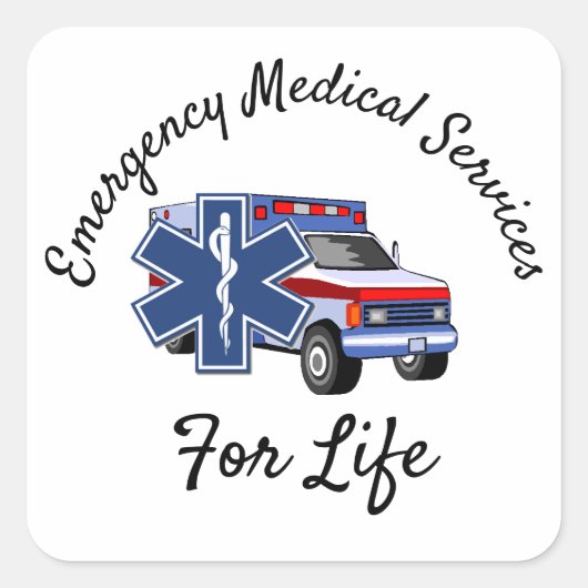 EMS-ambulance voor het leven Vierkante Sticker (Voorkant)