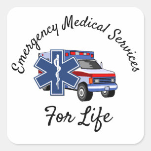 EMS-ambulance voor het leven Vierkante Sticker