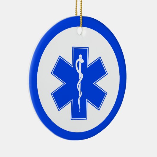 EMS Blue Star of Life kerstversiering Keramisch Ornament (Rechts)