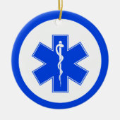 EMS Blue Star of Life kerstversiering Keramisch Ornament (Voorkant)