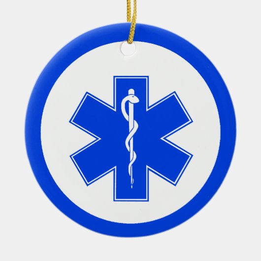EMS Blue Star of Life kerstversiering Keramisch Ornament (Voorkant)