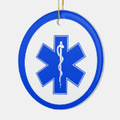 EMS Blue Star of Life kerstversiering Keramisch Ornament (Links)