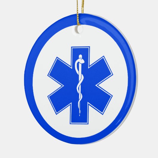 EMS Blue Star of Life kerstversiering Keramisch Ornament (Links)