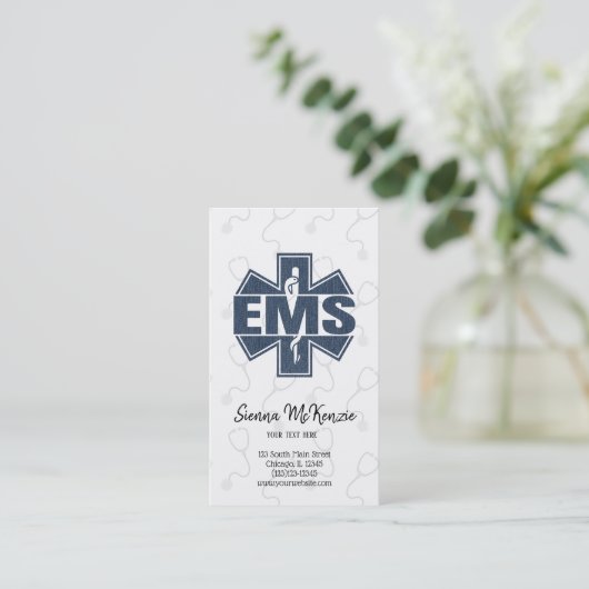 EMS Denim textuur Visitekaartje (Staand voorkant)