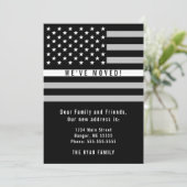 EMS Dunne Witte Lijn Amerikaanse Vlag Bewegend Aankondiging (Staand voorkant)