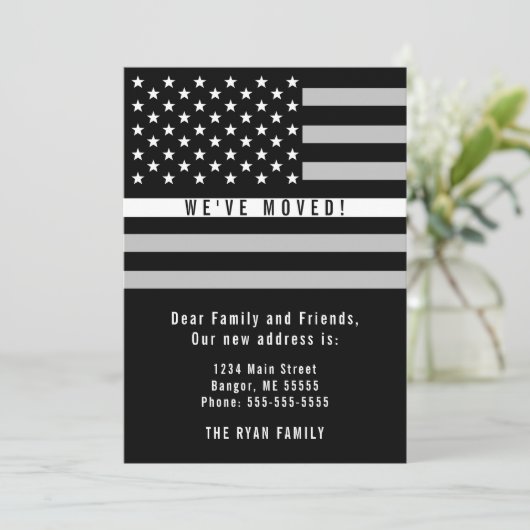 EMS Dunne Witte Lijn Amerikaanse Vlag Bewegend Aankondiging (Staand voorkant)