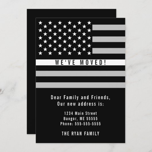 EMS Dunne Witte Lijn Amerikaanse Vlag Bewegend Aankondiging (Voorkant / Achterkant)