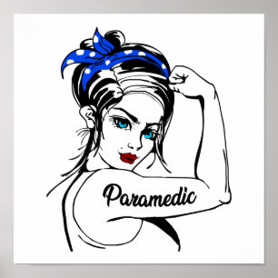 EMS Emergency Paramedic Rosie De Riveter Poster