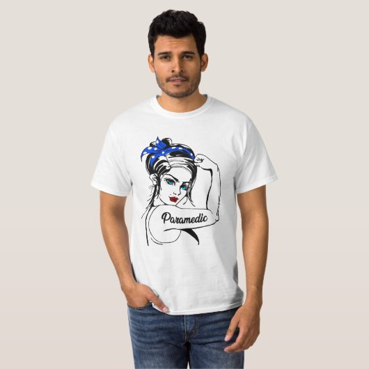 EMS Emergency Paramedic Rosie De Riveter T-shirt (Voorkant volledig)