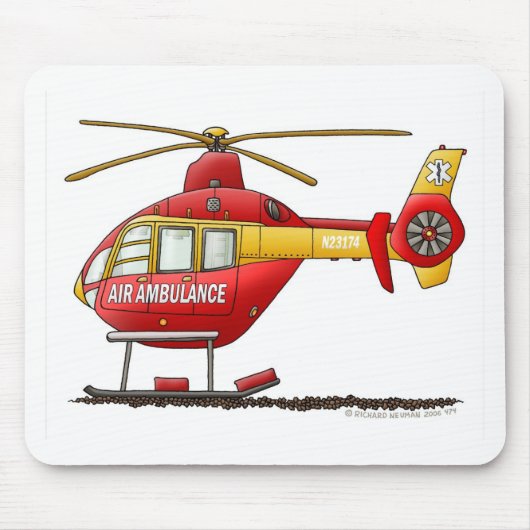 EMS EMT Rescue Medical Helikopter Ambulance Muismat (Voorkant)