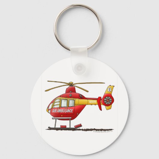 EMS EMT Rescue Medical Helikopter Ambulance Sleutelhanger (Voorkant)