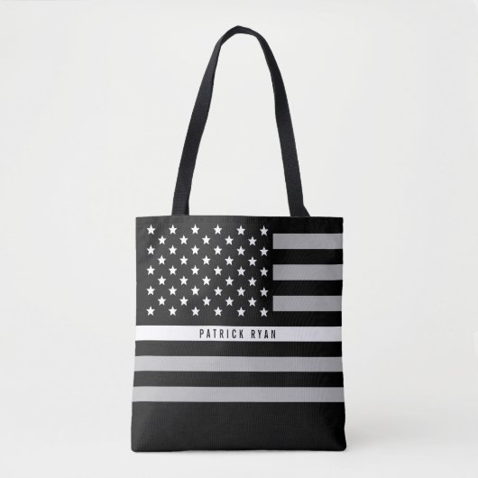 EMS EMT Thin Grey Line American Flag Naam toevoege Tote Bag (Voorkant)