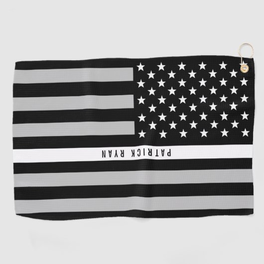 EMS EMT Thin White Line American Flag Monogram Golfhanddoek (Horizontaal)