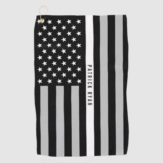 EMS EMT Thin White Line American Flag Monogram Golfhanddoek (Voorkant)