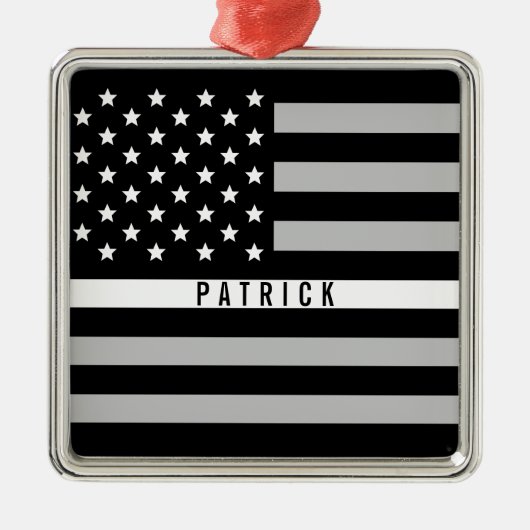 EMS EMT Thin White Line American Flag Monogram Metalen Ornament (Voorkant)