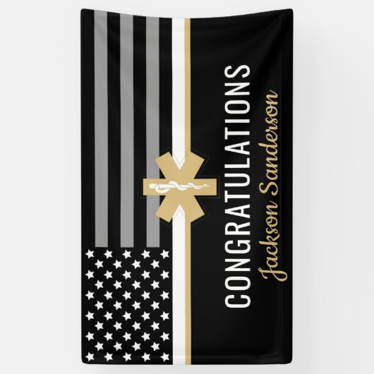 EMS First Responder Thin White Line EMT Retirement Spandoek (Verticaal)