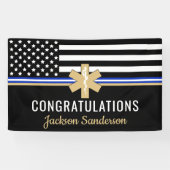 EMS First Responder White Line Flag EMT Retirement Spandoek (Horizontaal)