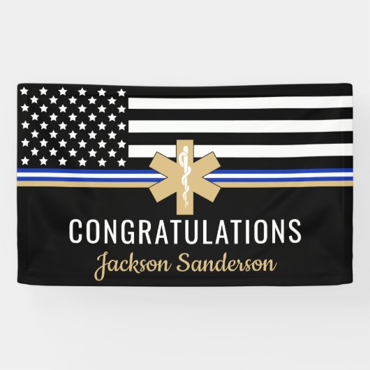 EMS First Responder White Line Flag EMT Retirement Spandoek (Horizontaal)