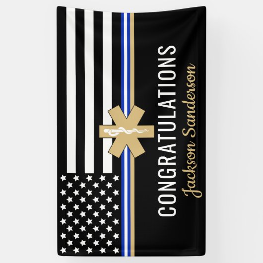 EMS First Responder White Line Flag EMT Retirement Spandoek (Verticaal)