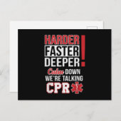 EMS Harder Faster Deeper CPR EMT Medic Nurse Aankondigingskaart (Voorkant / Achterkant)