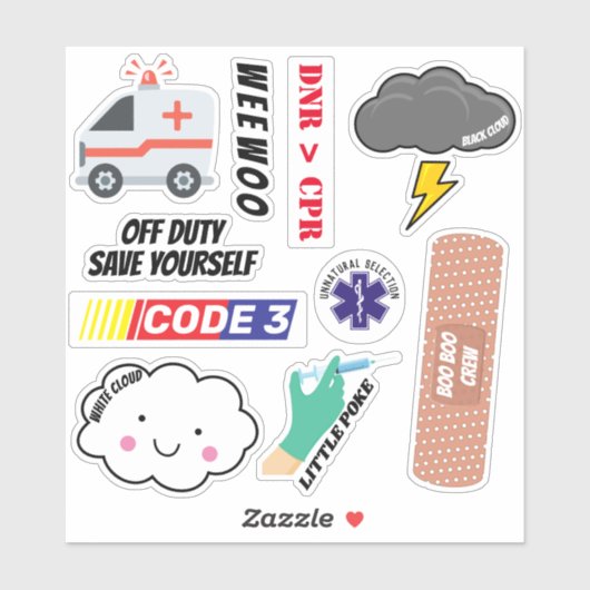EMS Humor, Paramedic Jokes Sticker Pack (Vel)