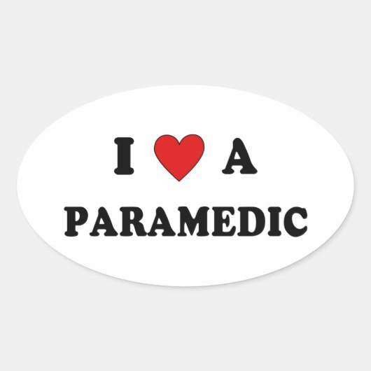 EMS I Love A Paramedic Ovale Sticker (Voorkant)