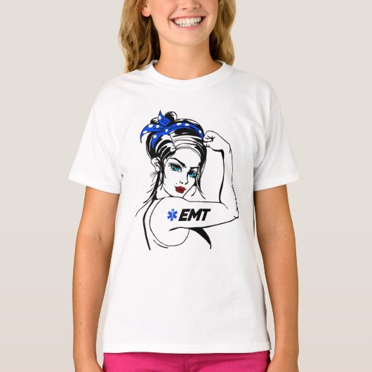 EMS Noodhulp EMT Rosie De Riveter T-shirt (Voorkant)