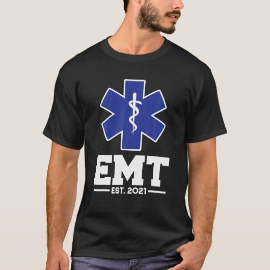 EMS Noodnummer EMT Est. 2021 Student Afstuderen T-shirt (Voorkant)